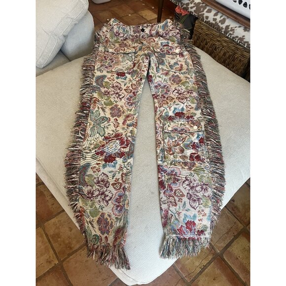 Majestic Floral Fringe Pants Men’s Tapestry Style With Pockets - Picture 1 of 4